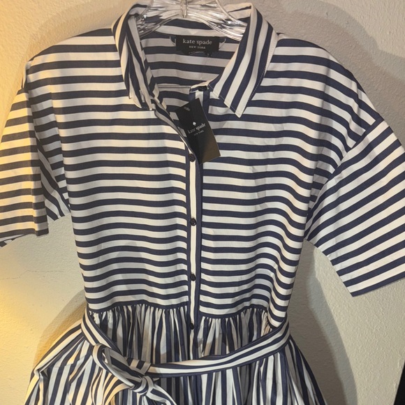 Kate Spade Striped Navy and White Shirt Dress - Picture 1 of 4